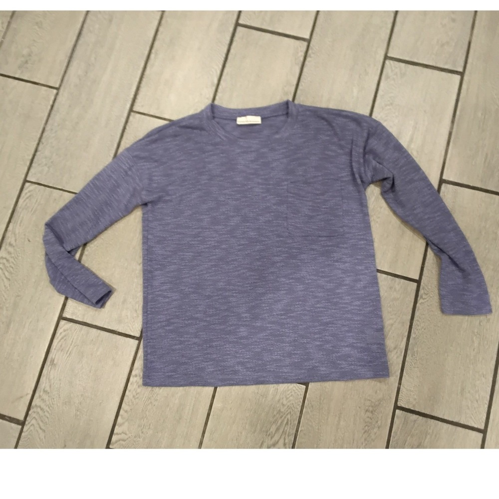 New ZENANA Women's Heathered‎ Purple Long Sleeve Pocket T-Shirt Top
